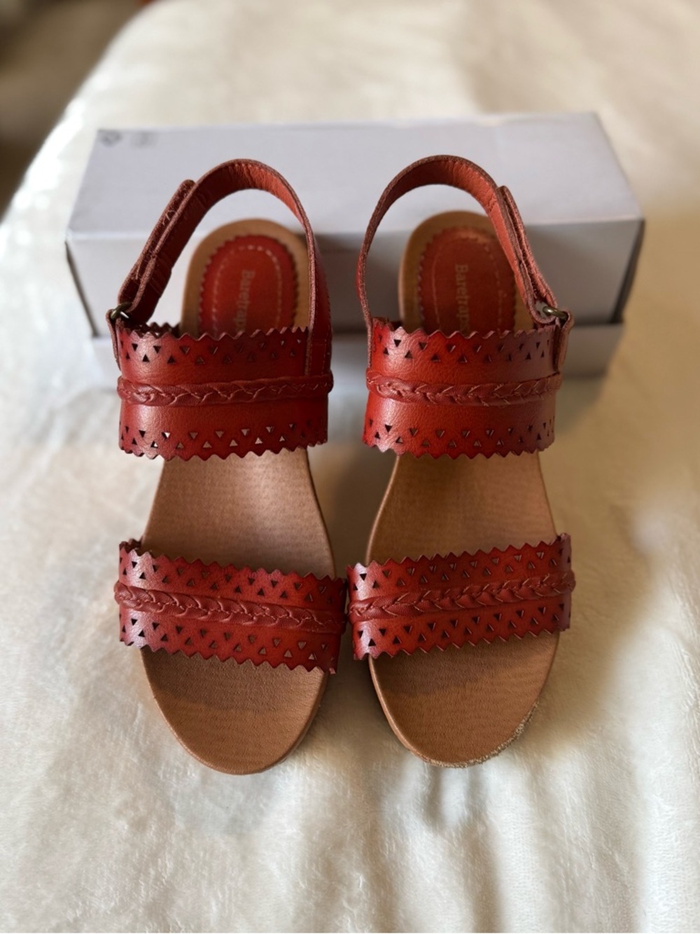 Boho Cutout Strap Wedge Platform Sandals Brown 8